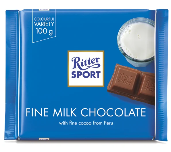Ritter Sport Fine Milk Chocolate, 100g