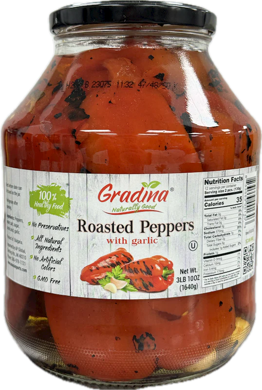 Roasted Peppers with Garlic (Gradina) 58 oz