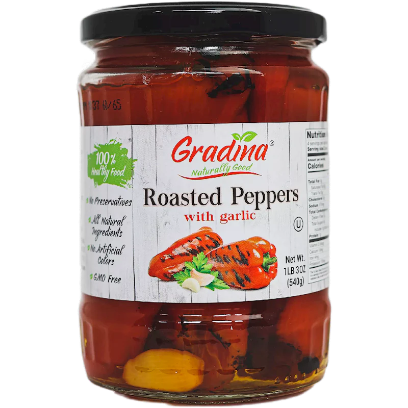 Roasted Red Peppers with Garlic (Gradina) 19 oz