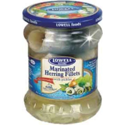 Rollmops Herring Fillets with Pickles (Lowell), 13.5 oz Jar