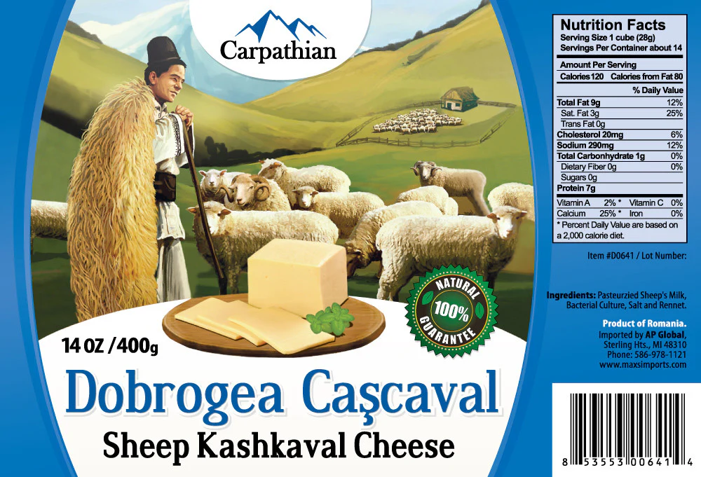 Romanian Kashkaval Dobrogea Sheep Cheese, 300g