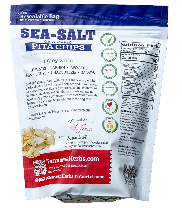 Sea Salt Twice-Baked Pita Chips (Terranean) 6.5 oz (184.27g) - Image 2