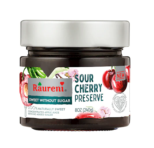 Sour Cherry Preserve (Raureni) - No Sugar Added, 8 oz (240g)