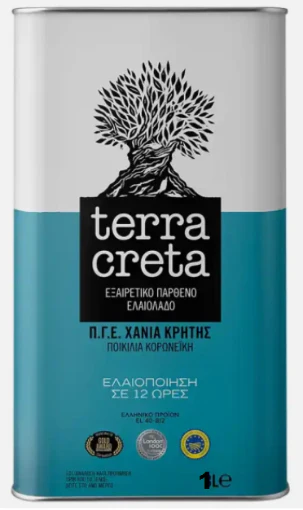 Terra Creta Extra Virgin Olive Oil, 1L Blue Tin