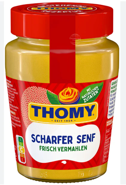 Thomy Scharfer Senf, HOT Mustard, 250ml glass