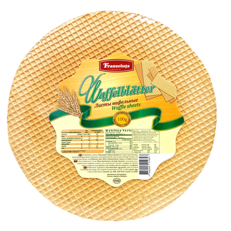 Tort Wafers 6 sheets, ROUND (S&F) 100g (3.5 oz) or Franzeluta Brand