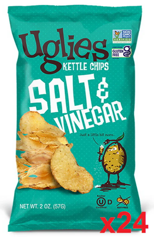 Uglies Salt and Vinegar Kettle Cooked Potato Chips CASE (24 x 2 oz)