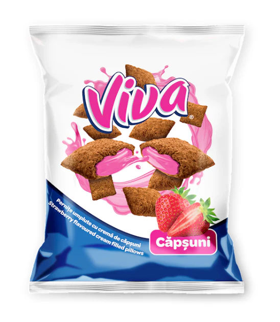 Viva Strawberry Flavored Cream Filled Pillows, 200g