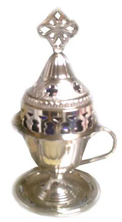 Votive Lamp (candili) Oil Burning, Brass SILVER 7.5 in, Standing