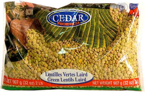Whole Green Lentils, Large (Cedar) 2 lb