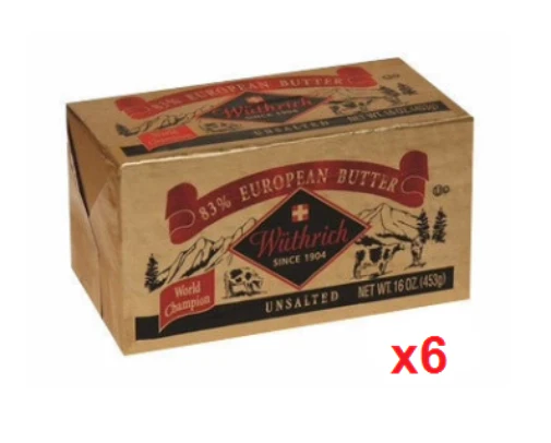 Wüthrich European Style 83 % Unsalted Butter (6 x 16 oz) 6 PACK