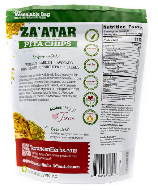 Za'atar Twice-Baked Pita Chips (Terranean) 6.5 oz (184.27g) - Image 2